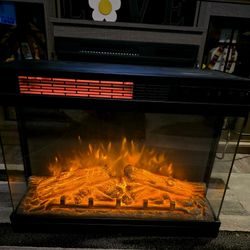 Brand New 3 Sided FIREPLACE 24" By 18" REALISTIC Flames & LOGS $599 New