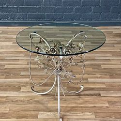 Italian Gilded Tole Floral Rose Side Table, c.1950’s
- Delivery Available