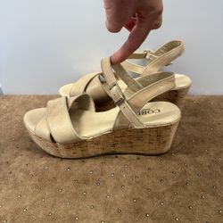 Cordani Womens Wedge Sandal Natural Leather Ankle Strap  EUR 38