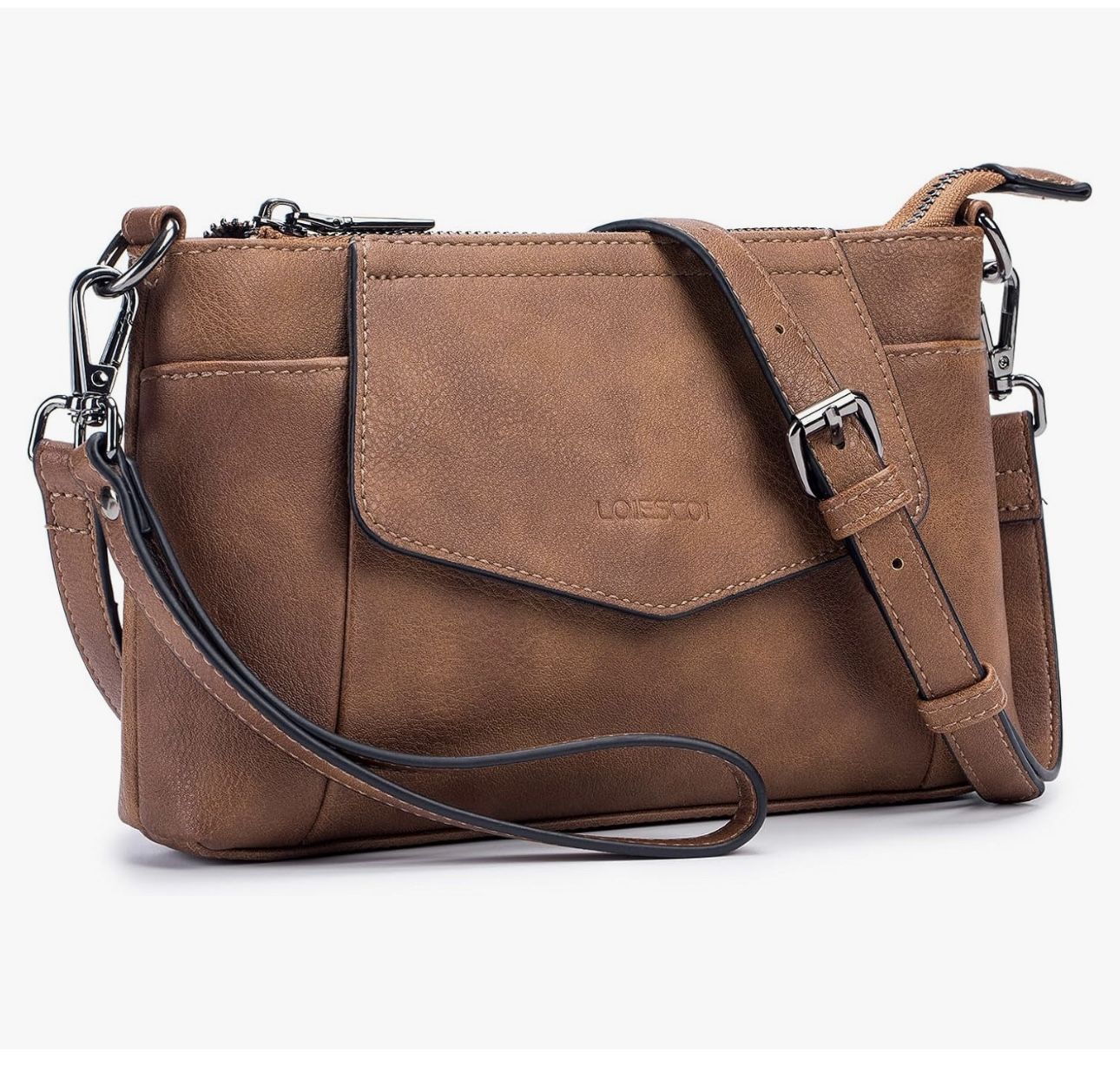 Small Crossbody Bags for Women [NEW], Cell Phone Bag Mini Over Shoulder Handbag Wallet Purse with Credit Card Slots (Brown)