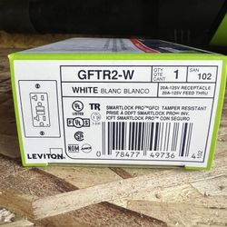 Leviton GFCI Outlet, 20 Amp, Self Test, Tamper-Resistant with LED Indicator Light, Protection from Electric Shock and Electrocution, GFTR2-W, White