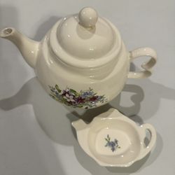 Ceramic Tea Pot & Matching Tea Bag Holder