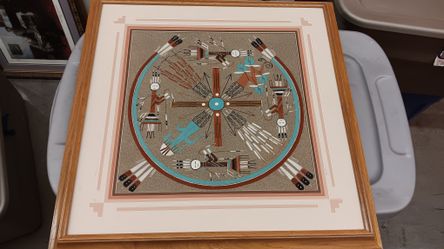 Large Signed Original Indian Sand Art