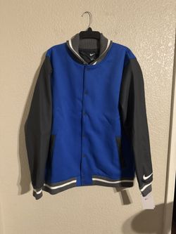 Nike Team Blue Varsity Letterman Bomber Jacket