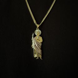 Gold Plated San Judas Pendant With Chain