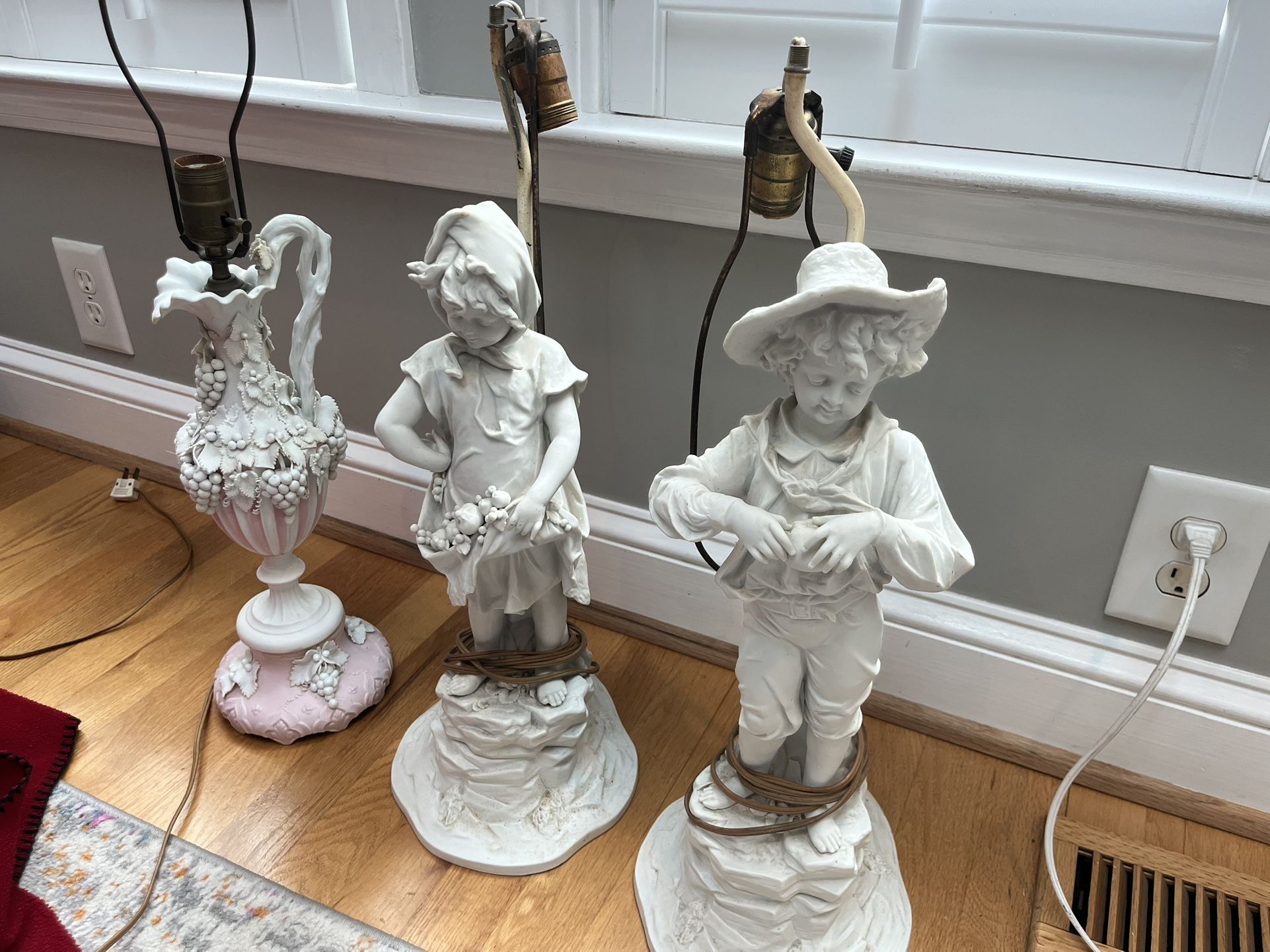 Three Vintage Porcelain Lamps Great Shape