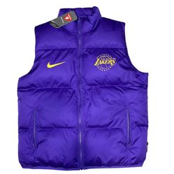 Nike LA Lakers City Edition Puffer Vest Men’s Purple Jacket Size Large Brand New Retail $185