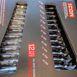 Icon Professional Flex Ratcheting 12pc Wrench Set