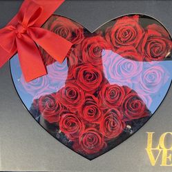 Valentine's Day Red Forever Roses with Black Box, 18-stems