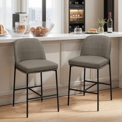 New Counter Height Bar Stools Set of 2, 25 Inch Modern Fabric Kitchen Island Stools 