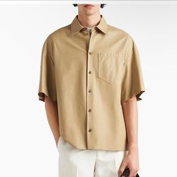 Leather Short  Sleeves Shirt Size Medium