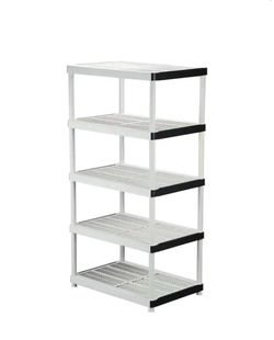 HDX 5-Tier Easy Assembly Multi-purpose Plastic Garage Storage Shelving Unit in Gray (36 in. W x 72 in. H x 24 in. D)