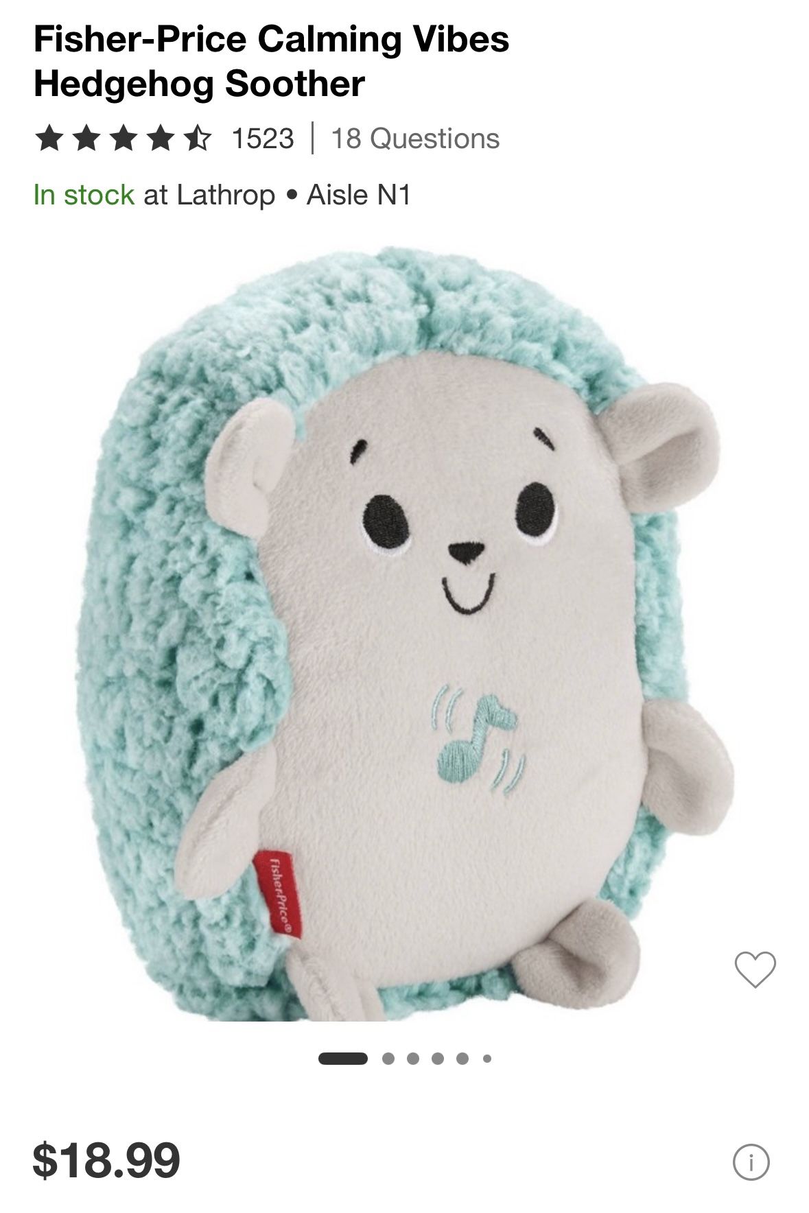 Fisher Price Soothing Toy - Gently Used With Washable Cover - Plays Music