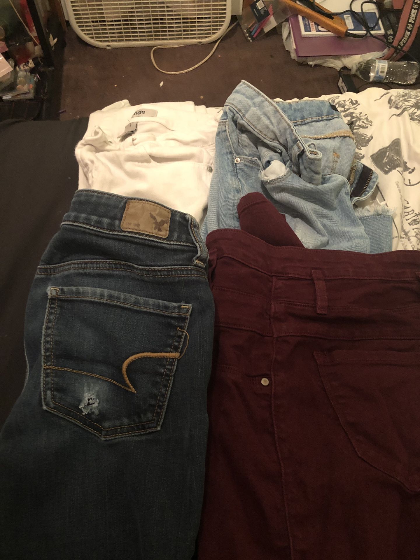 One American eagle and 3 Charlotte russe pants and a adidas sweater