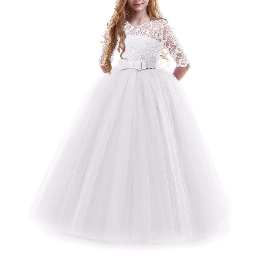 White Tulle Dress Girls First Communion Dress 