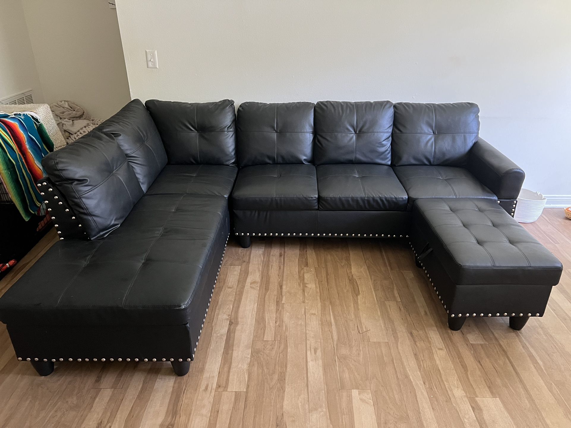Black Leather Sectional Couch