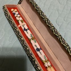 New Beautiful Cloisonné Chopsticks Two Pairs New In Box