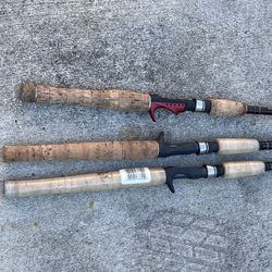 3 baitcasting fishing rods berkley lightning & abu garcia 