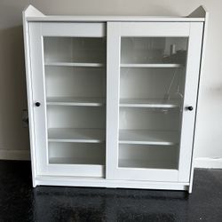 White Sliding Glass Door Bookcase