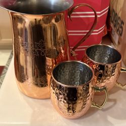 Copper Plated Moscow Mule Pitcher And Mugs Set 
