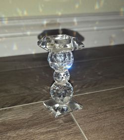 Vintage Swarovski faceted crystal pedestal candle holder.