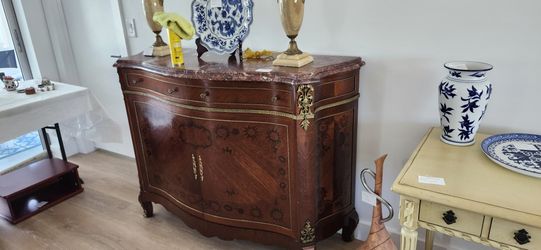 Exquisite French Provincial Marble Top Sideboard