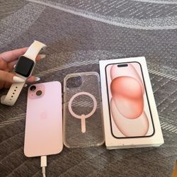 iPhone 15 Pink Apple Watch