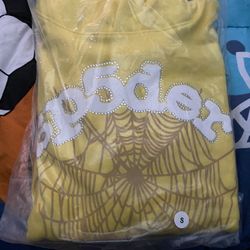 Yellow Sp5der Hoodie Small 