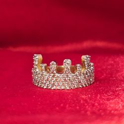 10k Yellow Gold Diamond Crown Ring 1.15 ctw