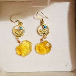 Amber Earrings S925 Sterling Silver