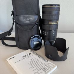 Nikon AF-S Nikkor 70-200mm f/2.8G Ed VR II Lens with Caps, Hood, and Bag