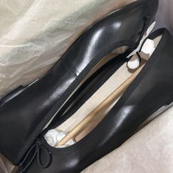 Quinn square-toe ballet flats in leather