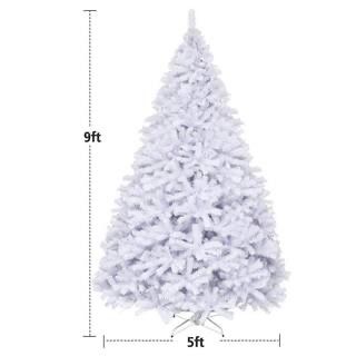 9 ft. White Unlit Hinged Artificial Christmas Tree Pine Tree with 2132 Tips