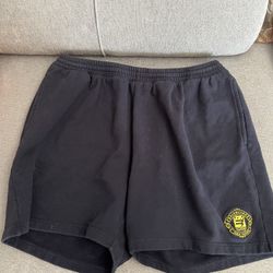 Balenciaga Paris France Men Sweat Shorts Blue, XL, Inseam Fleece Comfy Auth.