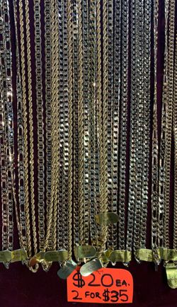 Brand New Gold Plated 24” Chains Figaro, Cuban Link, Rope and more