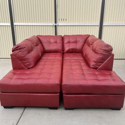 Brand New Crimson Red Double Chaise Sofa Bed