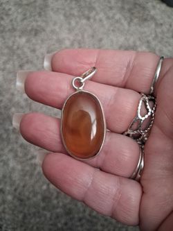 .925 sterling silver Carnelian Gemstone Charm