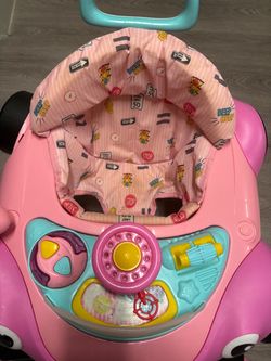 Pink Baby Walker with Activity Toy Dashboard