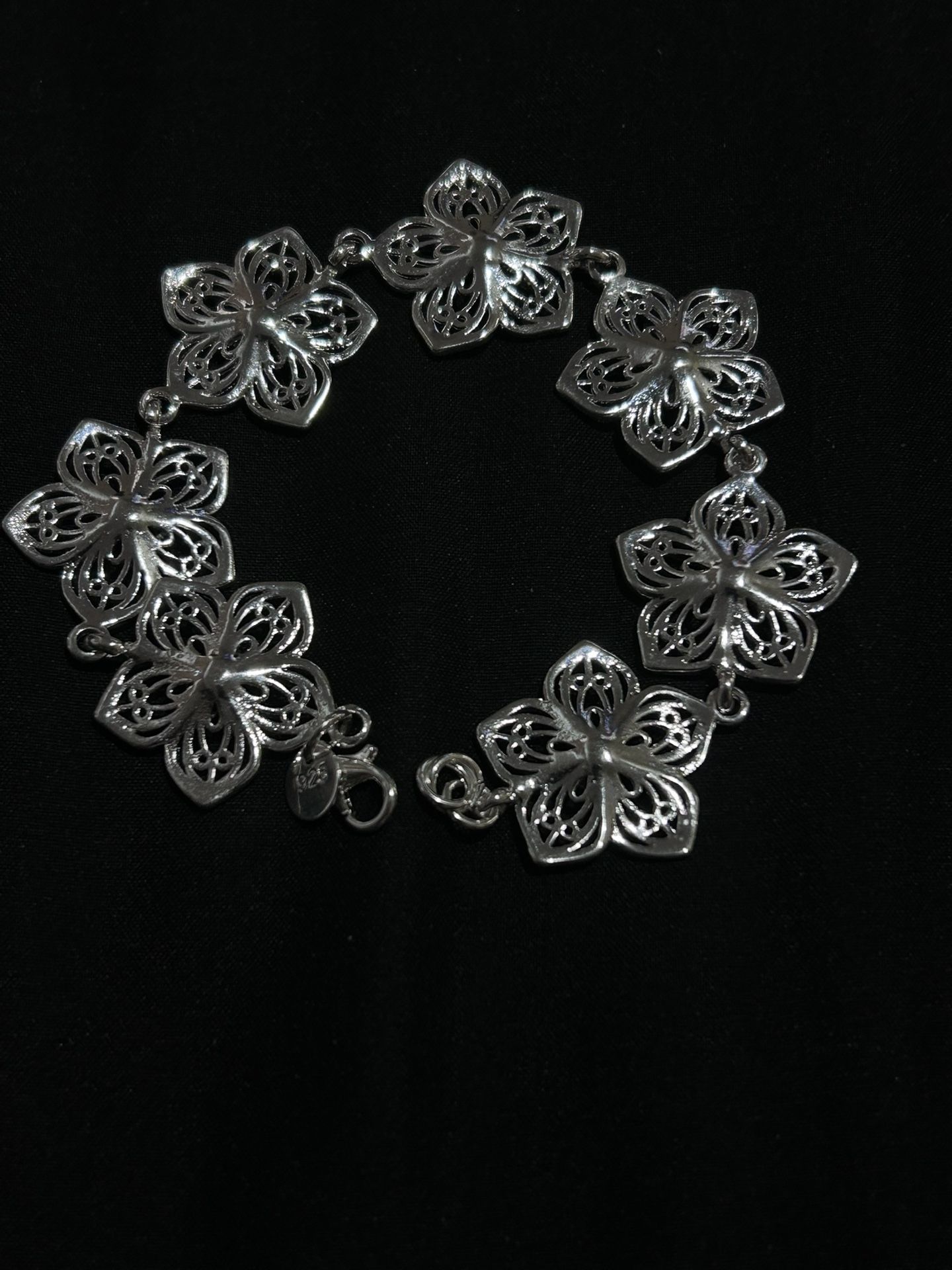Sterling Silver Flower Bracelet