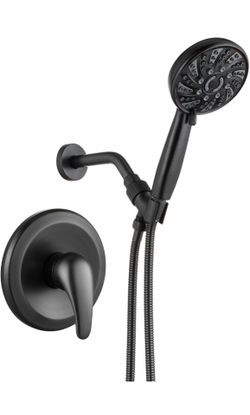 Single-Handle Shower Faucet Set Shower Kit with Valve Shower Head and Handle Set Shower Trim Kit with 6 Modes ABS Handheld Shower Fixtures Shower Valv