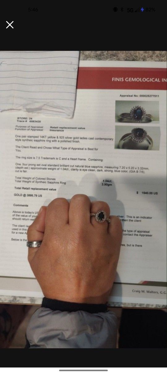 1.04 Karat Sapphire Ring Certified