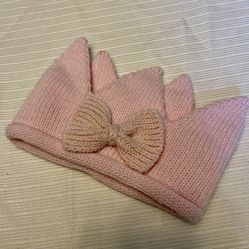 Beautiful Pink Knit Baby Crown With Bow Size 0-6m From Target