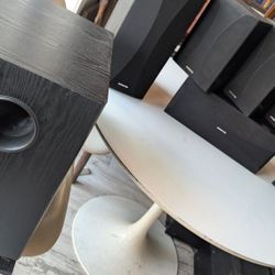 Onkyo Surround Sound Speaker Set W Powered Subwoofer 6pc Speakers Work Great Skw-200 Sub Home Theater