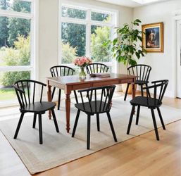 6X Black solid wood dining chairs