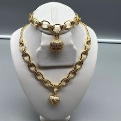 2 Piece Heart Necklace Set