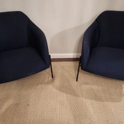 Two Navy Blue Office Chairs 