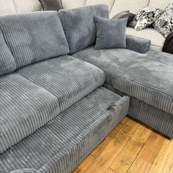 Comfy Corduroy Sectional With Bed Only @ FURNITURE LOVE ❤️ Same Day Delivery 🚚 