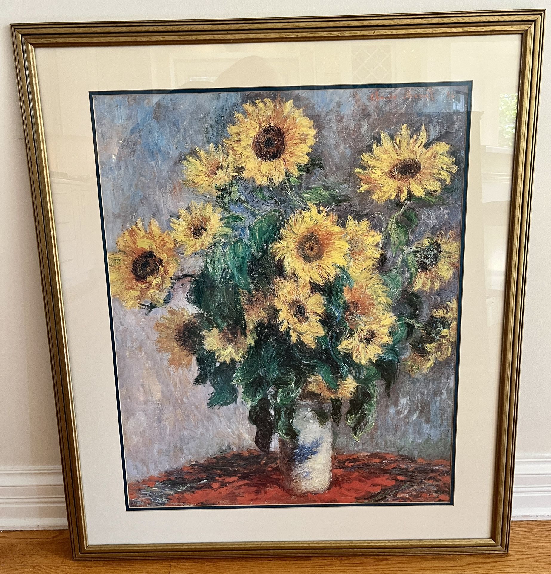 Large Monet Print in Modern Gold Frame