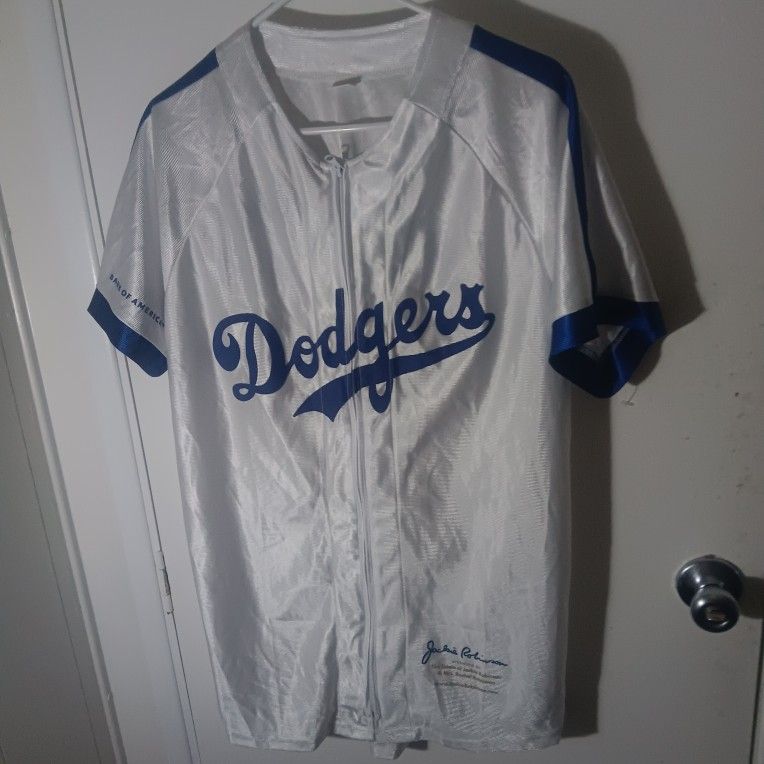 Jackie Robinson LA Brooklyn Dodgers Zip-Up Jersey Medium