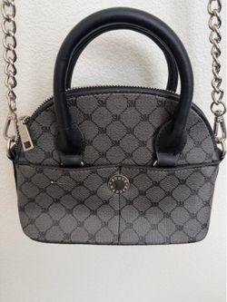 Steve Madden Black & Grey Monogram Mini Dome Satchel / Crossbody Bag